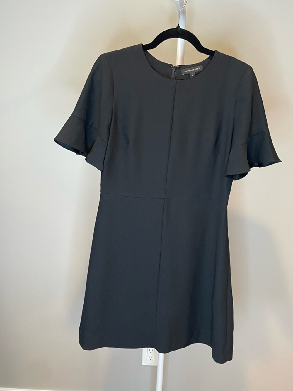 Banana Republic Black Ruffle Sleeve Mini Dress